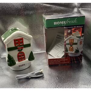 HOME FRESH Essential Oil Diffuser Ceramic Gingerbread House USB Cool Mist Timer